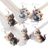 Cute 2D Flat Cat Acrylic Print Earrings for Women Funny Creative Pet Kitten Animals Drop Earring Lovely Jewelry Birthday Gifts