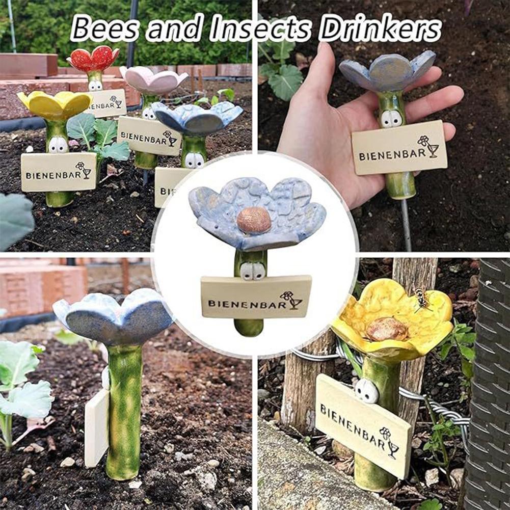 Insect Drinker Resin Simulated Flower Shaped Insect Drinking Tool Bee Drinkers Butterfly Drinking Cups for Wild Bees and Insects