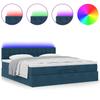 Ottoman Bed with Mattresses & LED Lighting Dark Blue 200x200 cm Velvet