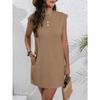 Women's Crew Neck Sleeveless Mini Dress Loose Fit No Waist Elegant Textured A Line Dress