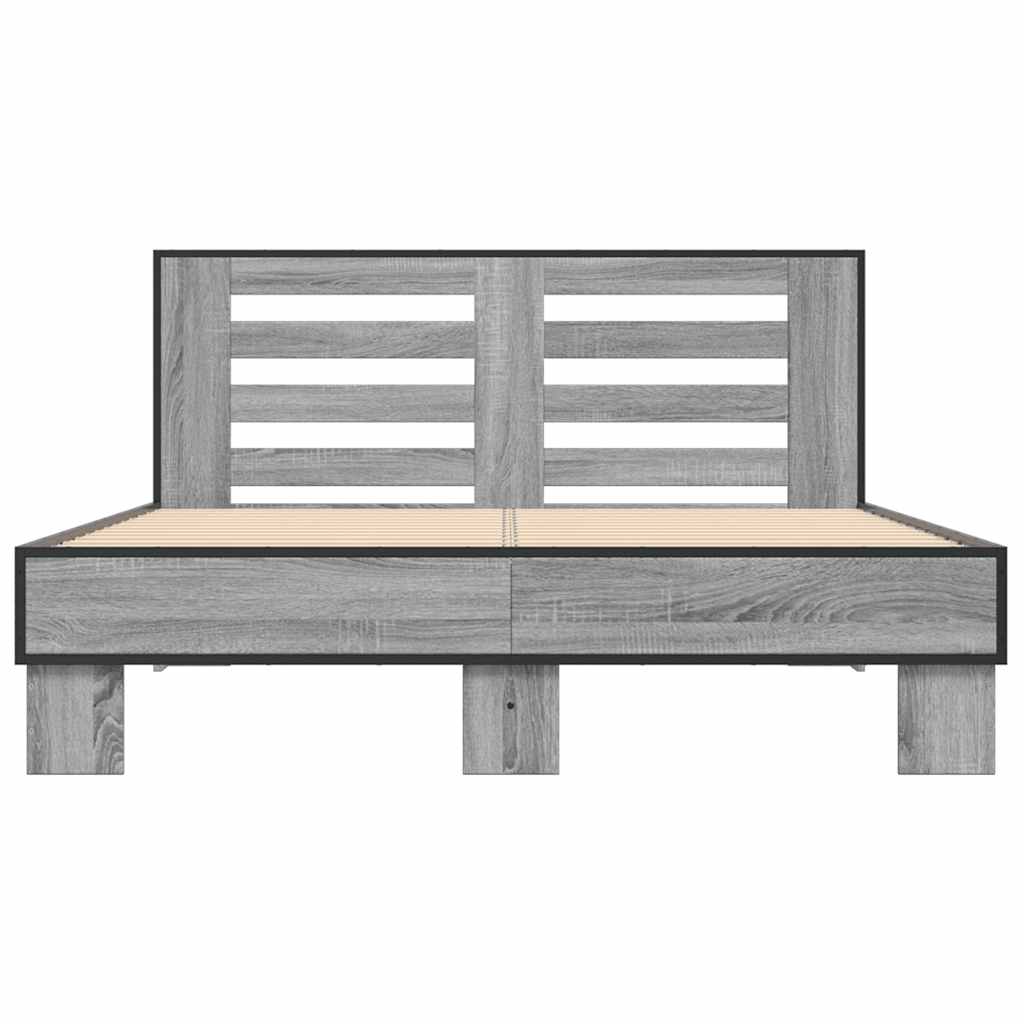Bed Frame Gray Sonoma 120x200 cm Particleboard and Metal