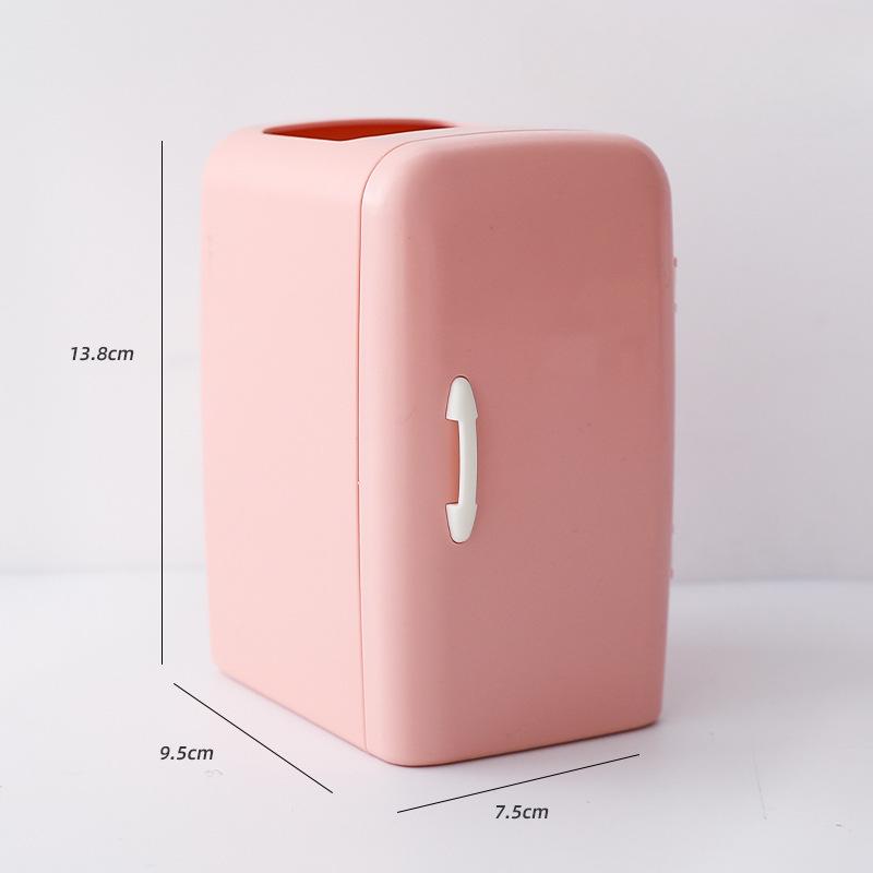 Multi Functional Cute Refrigerator Shaped Pen Holder Cartoon Creative Desktop Storage Makeup Brush Office Desktop Supplies