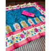 Pure Soft Lichi Silk Original Viscose Dayebal Jari Weveing Jaqucard Border Ultra HD High Quality 3D Pen Kalam Kari Printing Pallu