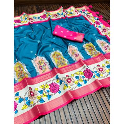 Reine weiche Lichi-Seide Original-Viskose dayebal jari weben Jaqucard-Bordüre Ultra HD hohe Qualität 3D-Stift kalam kari Druck Pallu