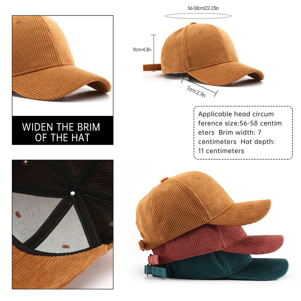 Men's Hats 2026 New Versatile Corduroy Autumn and Winter Baseball Caps for Teenagers, Couples, Students, Women's Outdoor Sports Caps for Hiking