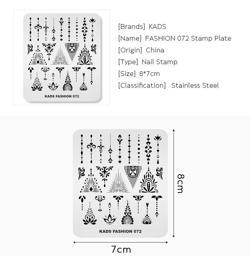 kads Fashion 072 Nagelstempelplatten Nail Art Design DIY Stempelvorlage Klassische Linie Gepunktete Linie Design Nägel Werkzeuge