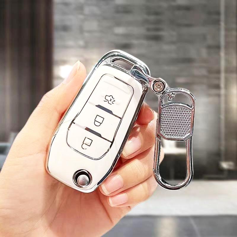 Tpu Shell Car Key Fob Case Cover For Ford Explorer Fiesta Ka Mondeo F-150 F-250 F-350 Ranger Smart Keyless Protector Keychain