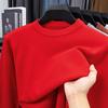 Men's Solid Color Core-Spun Yarn Sweater - Round Neck Knitwear for Autumn and Winter
