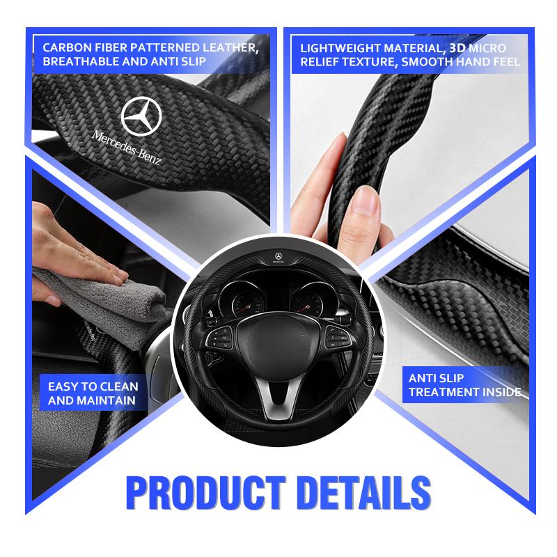 ZHM3 Car Steering Wheel Handle Cover Anti-skid Steering Wheel For Mercedes Benz C180 C300 W124 W176 W177 C200 C260 GLC CLE CLA AMG