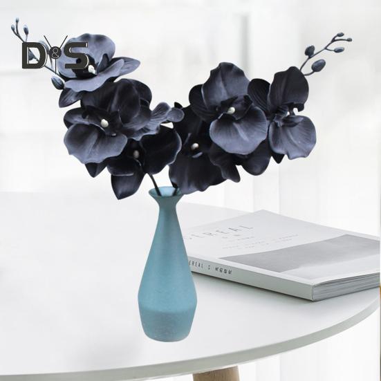 Medoc Artificial Flower Simulation Floral Fabric Black Phalaenopsis Fake Flower