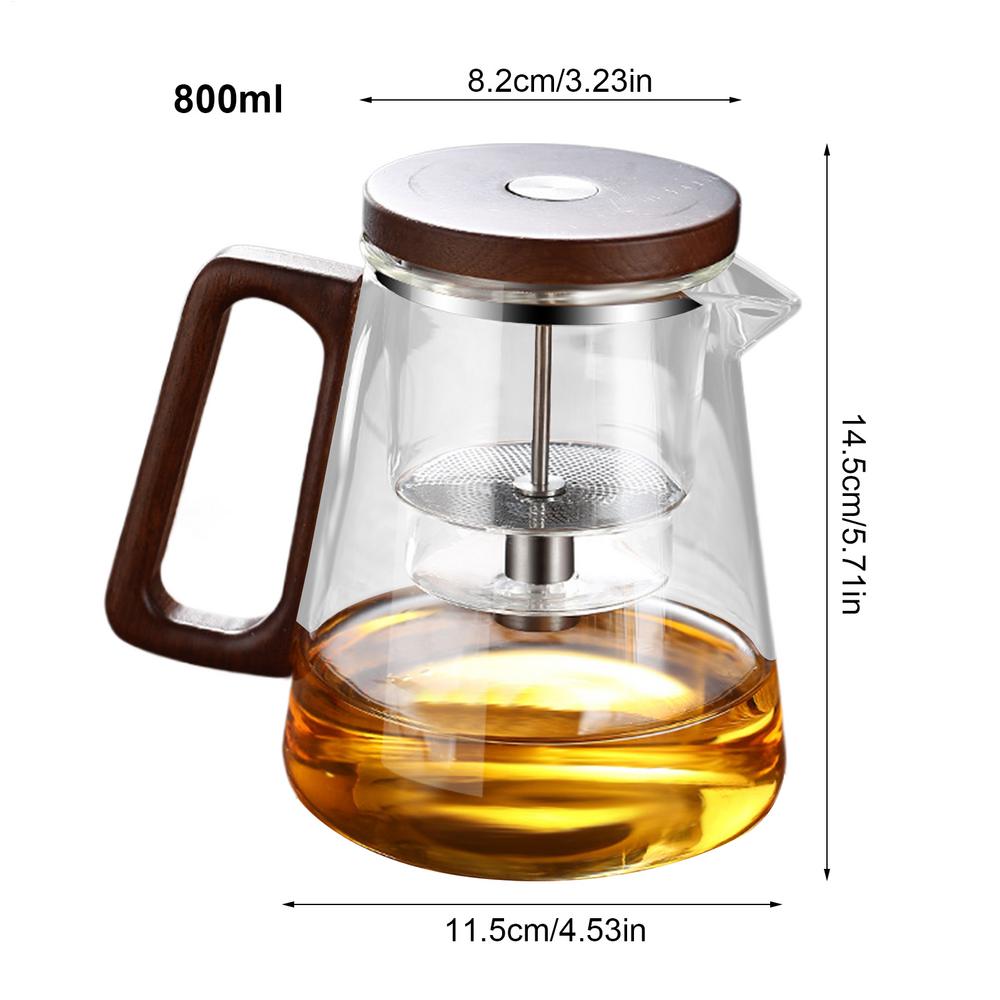 600/800ml Tea Separation Filtration Glass Tea Pot Wood Handle Tea Water Separation Inner Container Teapot