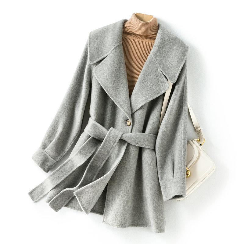 Tian Si haină medie din cașmir cu două fețe pentru toamnă și iarnă, nouă, coreeană, cu guler bleumarin, pentru bărbați mic