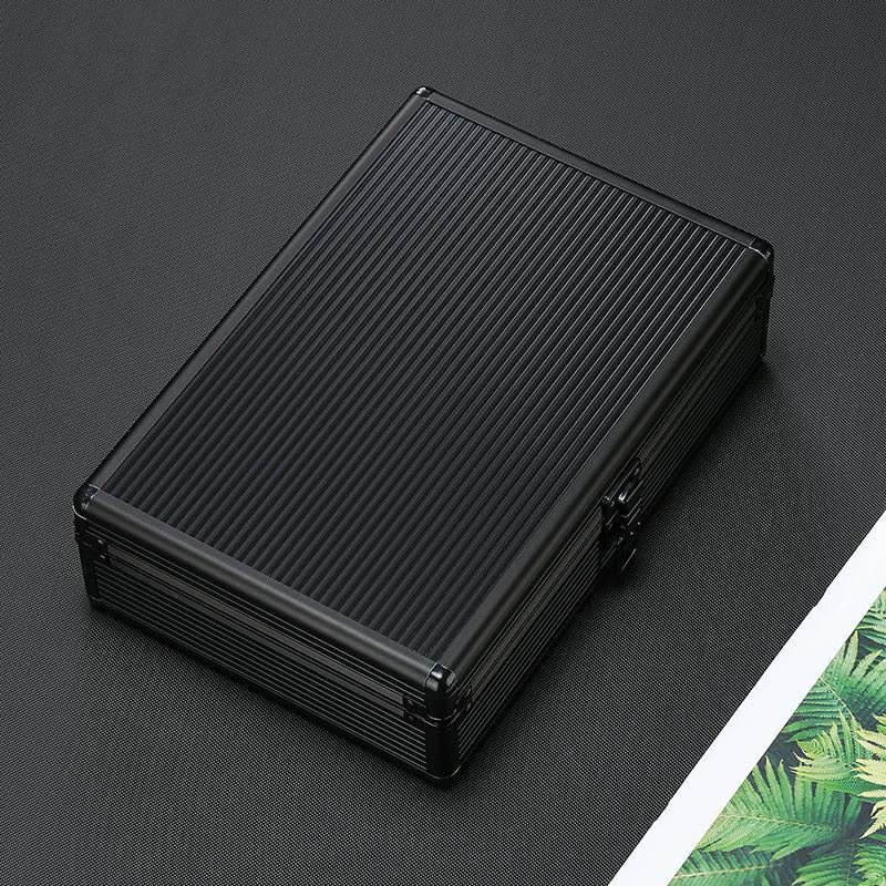 Aufbewahrungsbox für Uhren aus Aluminiumlegierung mit beweglichen Trennwänden - Schwarze Vitrine