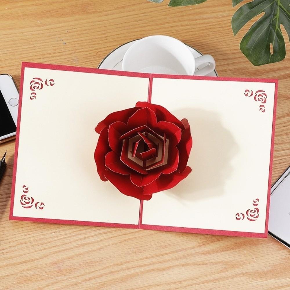 Pop-Up Design 3D Pop-Up Rose Card Rose Wedding Greeting Card Mother'S Day