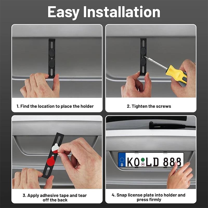 4Pcs Frameless Car License Plate Holder – Universal Invisible Number Plate Bracket for All Vehicle Models License Plate Covers Frames 6