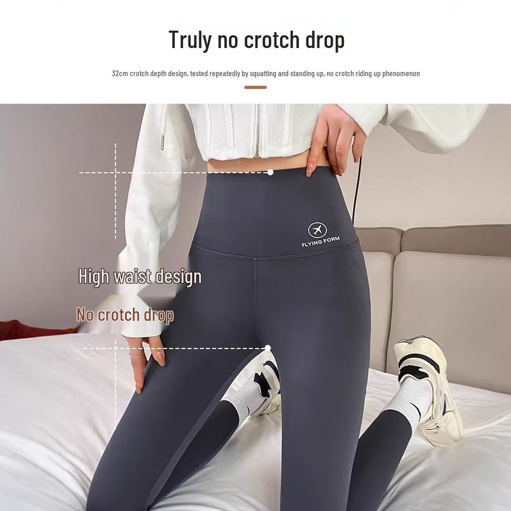 High Waist Tummy-Control Yoga & Cycling Pants - Elastic, Close-Fitting, Shark Design.