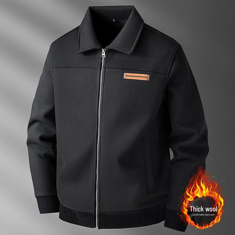 Men s Winter Wool Blend Zipper Cardigan Lapel Jacket XL
