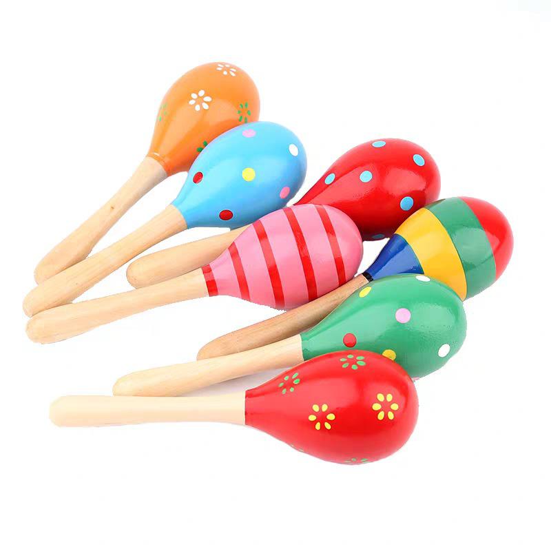 Wooden Cartoon Baby Maraca Rattle Toy, Grip-Friendly for Ages 0-3, Educational Sand Ball