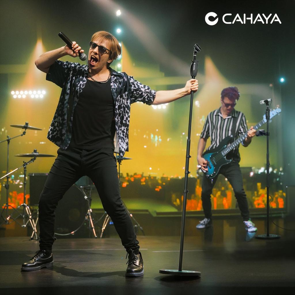 CAHAYA Microphone Stand, Straight Boom, 5.5kg Weight, 120cm-180cm Height Adjustable, 3230g Base, Iron Material, Smartphone Holder, Width Adjustable