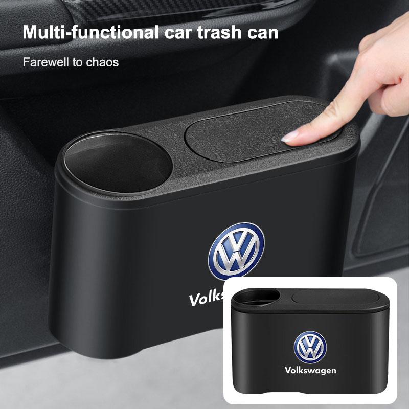 Kosz na śmieci Emblemat samochodowy Pojemnik na śmieci Przechowywanie Akcesoria samochodowe Dla Volkswagen B7 B6 B5 Golf 4 5 6 Polo Passat CC Jetta Mk6 Tiguan Gol Cross