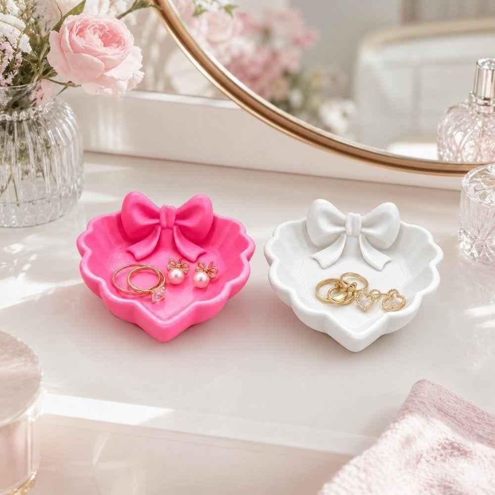 3D Printed Bow Jewelry Tray Bowknot Trinket Dish Ring Holder Dresser Vanity Desk