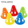 20 stuks 3-inch kleurige winddichte mini plastic kegels met gaten, multifunctioneel, behendigheidstraining, markering, sport- en outdoor-hinderniskegels