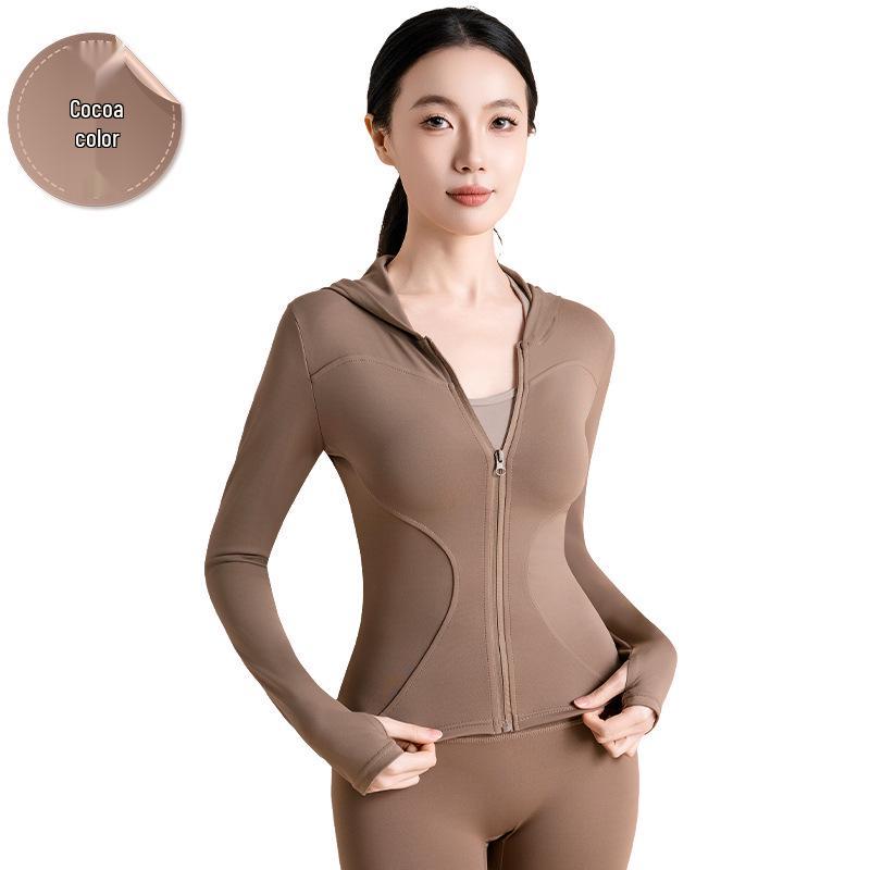 Hochelastischer Slim Kapuzen-Yoga-Cardigan - Winddichte Fitnessjacke zum Laufen, Radfahren und Yoga