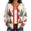 Women's Christmas Print Cardigan Long Sleeve Open Front Jacket for Holiday Party and Everyday Wear