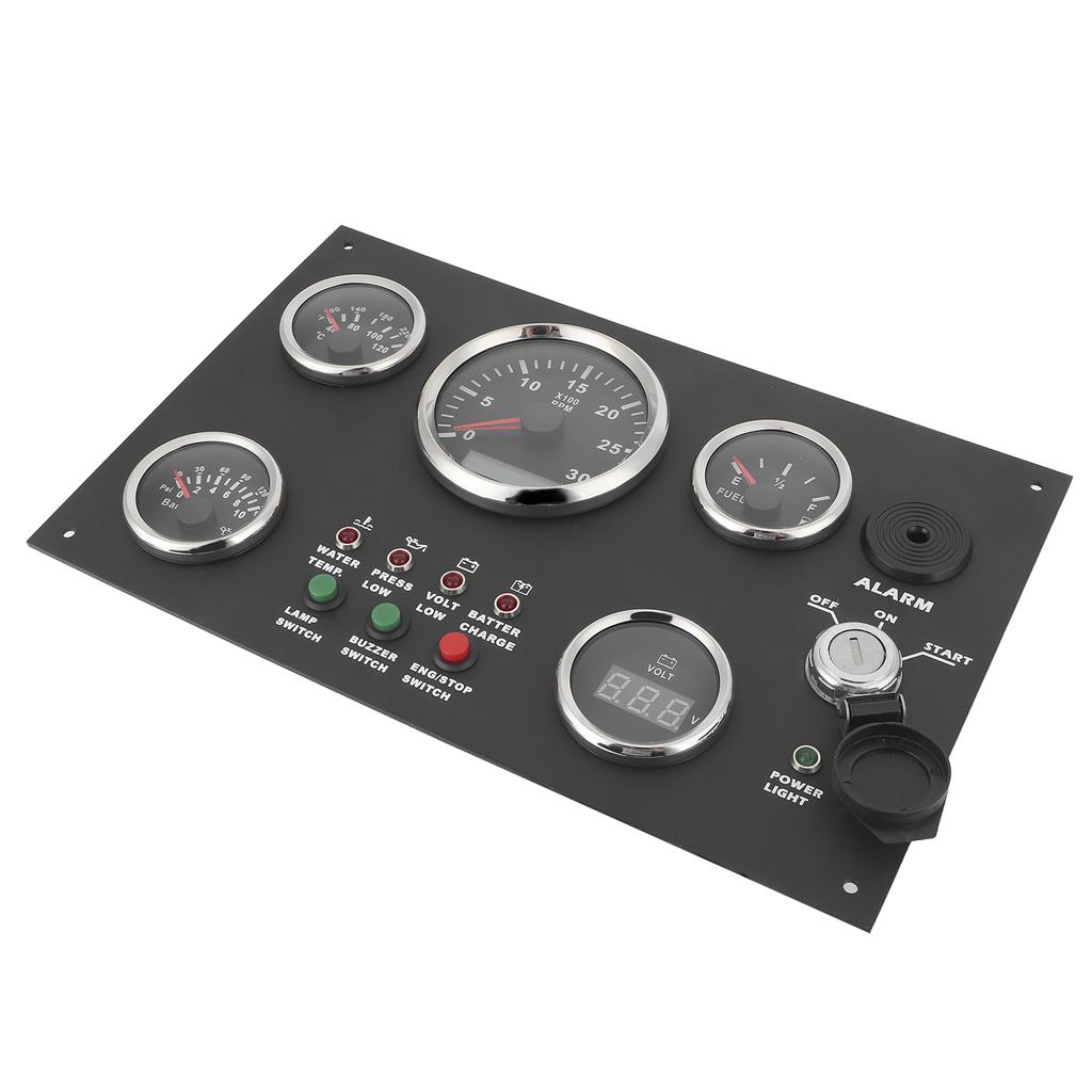 24V Gauge Cluster Oil Pressure Level Water Temperature Voltage Display with Ignition Keys