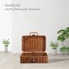 Mini Suitcase Box PE Rattan Hand Woven Rectangular Storage Basket with Handle for Travel Themed Party Wedding Decoration