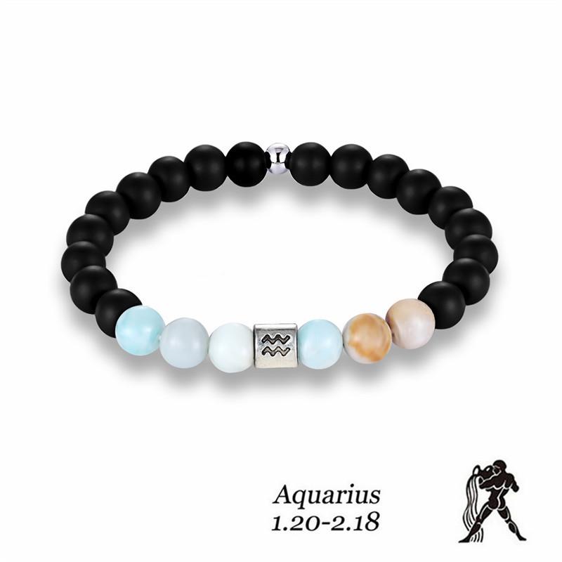 12 Constellation Bracelets, Energy Stone Frosted Stone Bracelets, Personalized Trend Yoga Bracelets.