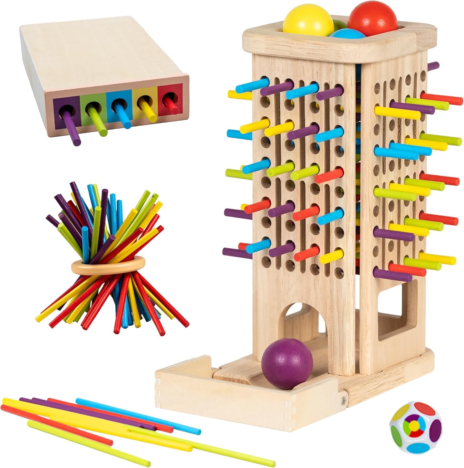 Heculos Jenga Balance Board, Wooden Montessori Toy, Family Game