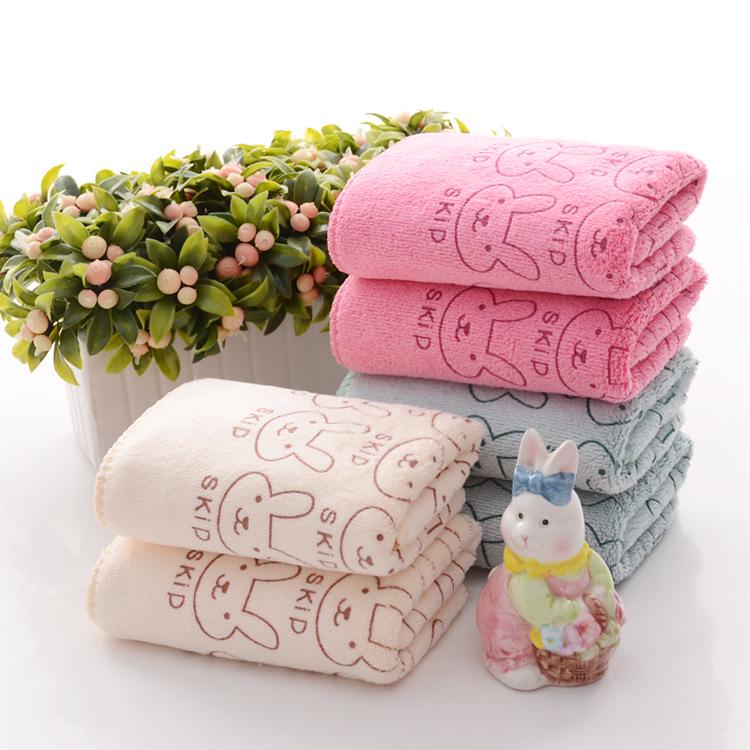 Super Soft & Absorbent 25x50cm Children's Microfiber Towel with Rabbit Cartoon Print