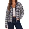 Women's Casual V-Neck Loose Fit Long Sleeve Knit Cardigan with Large Pockets