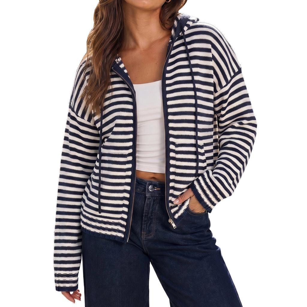 Women's Casual V-Neck Loose Fit Long Sleeve Knit Cardigan with Large Pockets