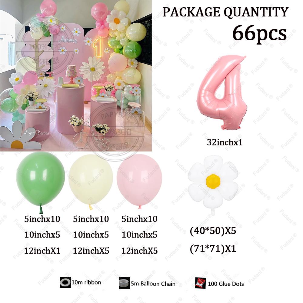 66pcs Macaron Latex Balloon Arch Set Daisy-themed Birthday Party Decor Baby Shower Gender Reveal Anniversary Wedding Supplies