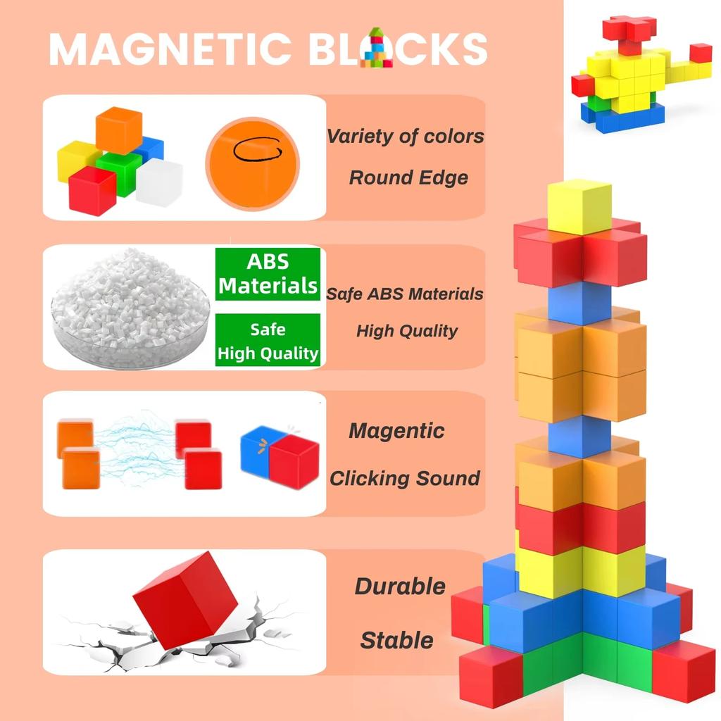 DIY Magnetic Cube Children's Toys Magnetic Modeling Building Toys for Toddlers Preschool Learning Sensory STEM Montessori Toys