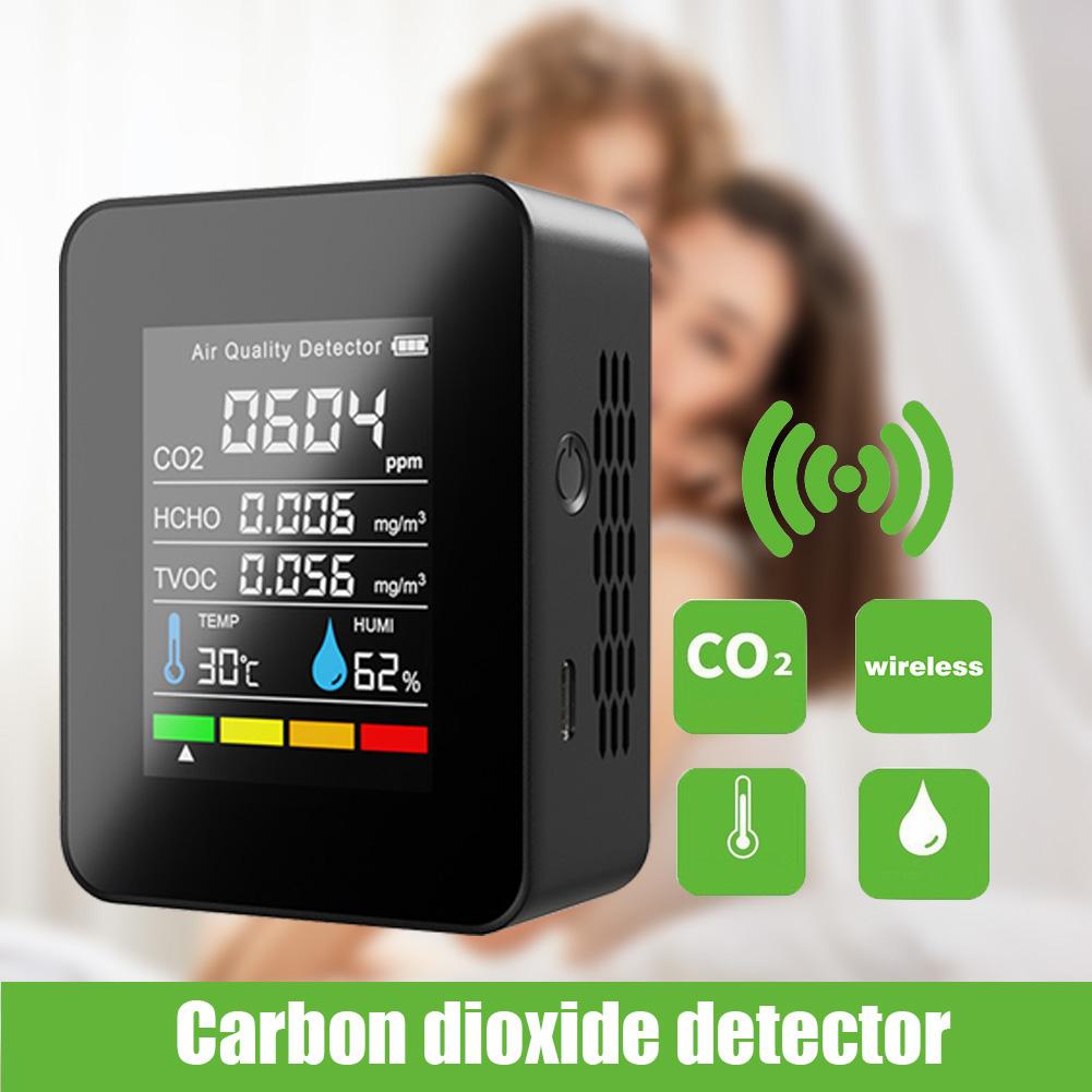 5 In1 CO2 Meter Digital Temperature Humidity Tester Carbon Dioxide TVOC HCHO Detector Air Quality Monitor Dropshipping Support