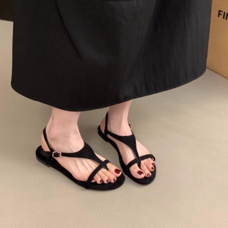 Fashionable Roman Style Flat Bottom Sandals Open Toe Strap Design Large Size Women's Casual Shoes Korean Version Summer New