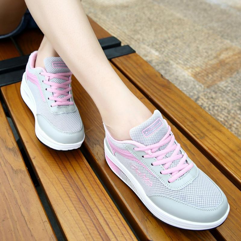 Women Sneakers Platform Vulcanized Shoes Fashion Mesh Casual Shoes Women Lace-up Walking Shoe High Quality Plus Size Flat Shoes