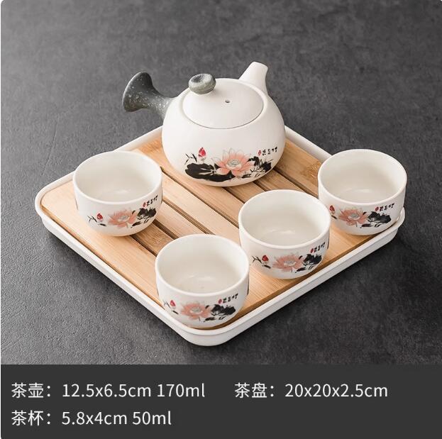Kung Fu Tea Set with Tea Tray, Simple Modern Teapot, Japanese, Hotel Rooms, Dormitory, Home