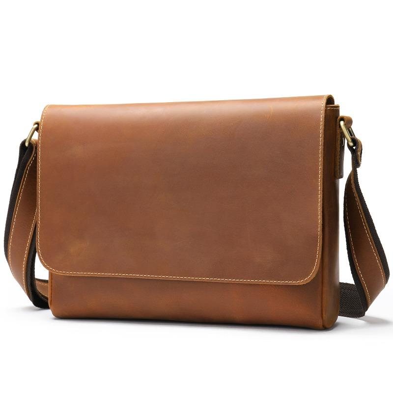 Men's Bag Men's Leather Crossbody Bag Large Capacity Shoulder Bag Men's Vintage Head Layer Cowhide Bag