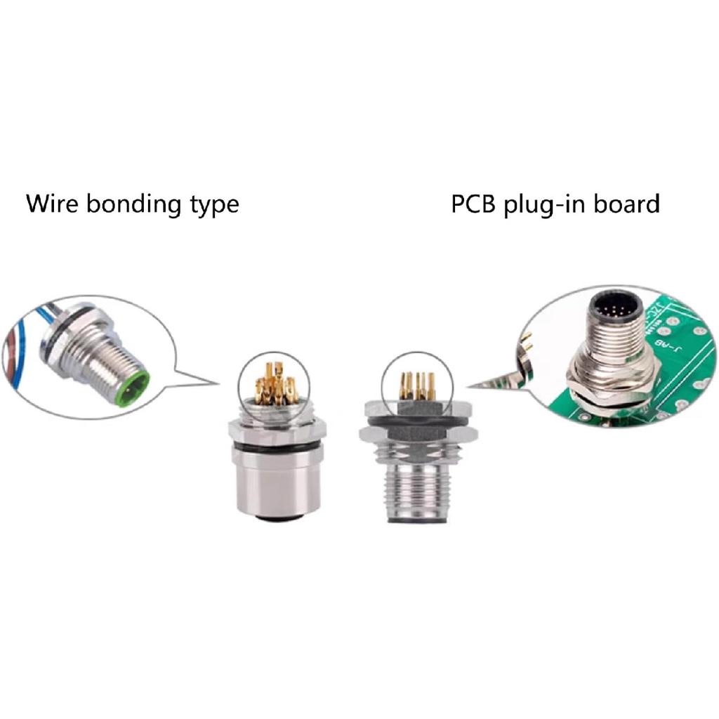 2Pcs M12 5 Pin A Code Female Connector Cable, IP67 Waterproof Back Mount Cable UnShielded Straight Aviation Socket Electrical Cable Sensor Receptacle