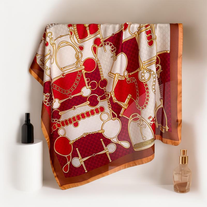Women's Vintage Paisley Faux Silk Scarf: Versatile Headband, Hair Tie, Bag Accessory for Spring & Autumn.