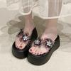 Fashion 8CM New Women Summer Wedge Sandals Transparent Crystal Chunky Platform Slippers Shoes Woman PVC Flower Thick Bottom Sandalias