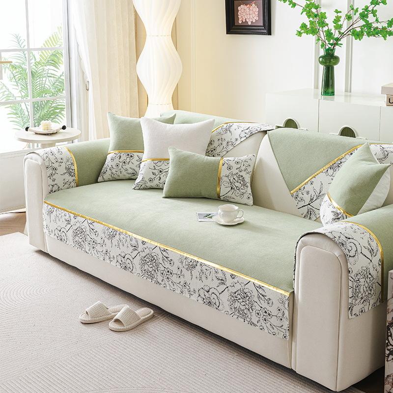 Prémiová látka na pohovku, Ručník na opěradlo Chenille Čtyřsezónní Univerzální Polštář na pohovku, Francouzský Lehký Luxus Protiskluzová Tkanina na sedák pohovky