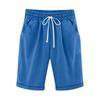 Women's Comfortable Linen Casual Beach Shorts Loose Solid Color Fifth Pants with Pockets
