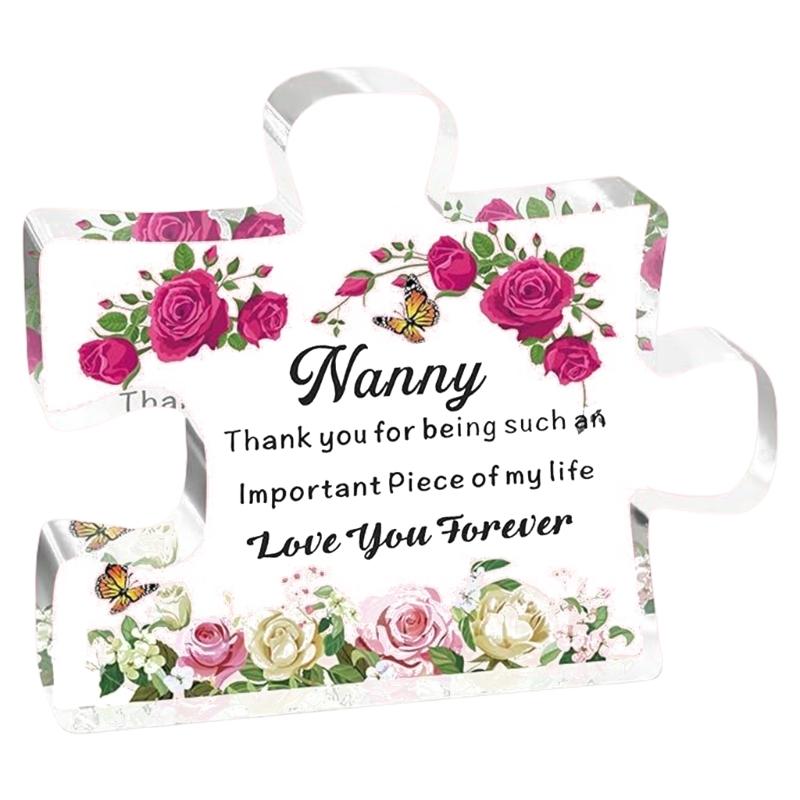Gifts for Mom Unique Mothers Day Engraved Acrylic Puzzle-Shape Plaque Desk Decoration Gift for Mom Birthday Christmas