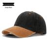 European & American Retro Color Block Baseball Cap - Washed Cotton Duckbill with Soft Brim & Sun Protection, Custom Logo Embroidery.