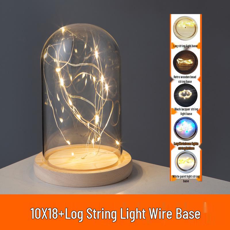 LED Sea Urchin Night Light with Preserved Flower in Glass Cover